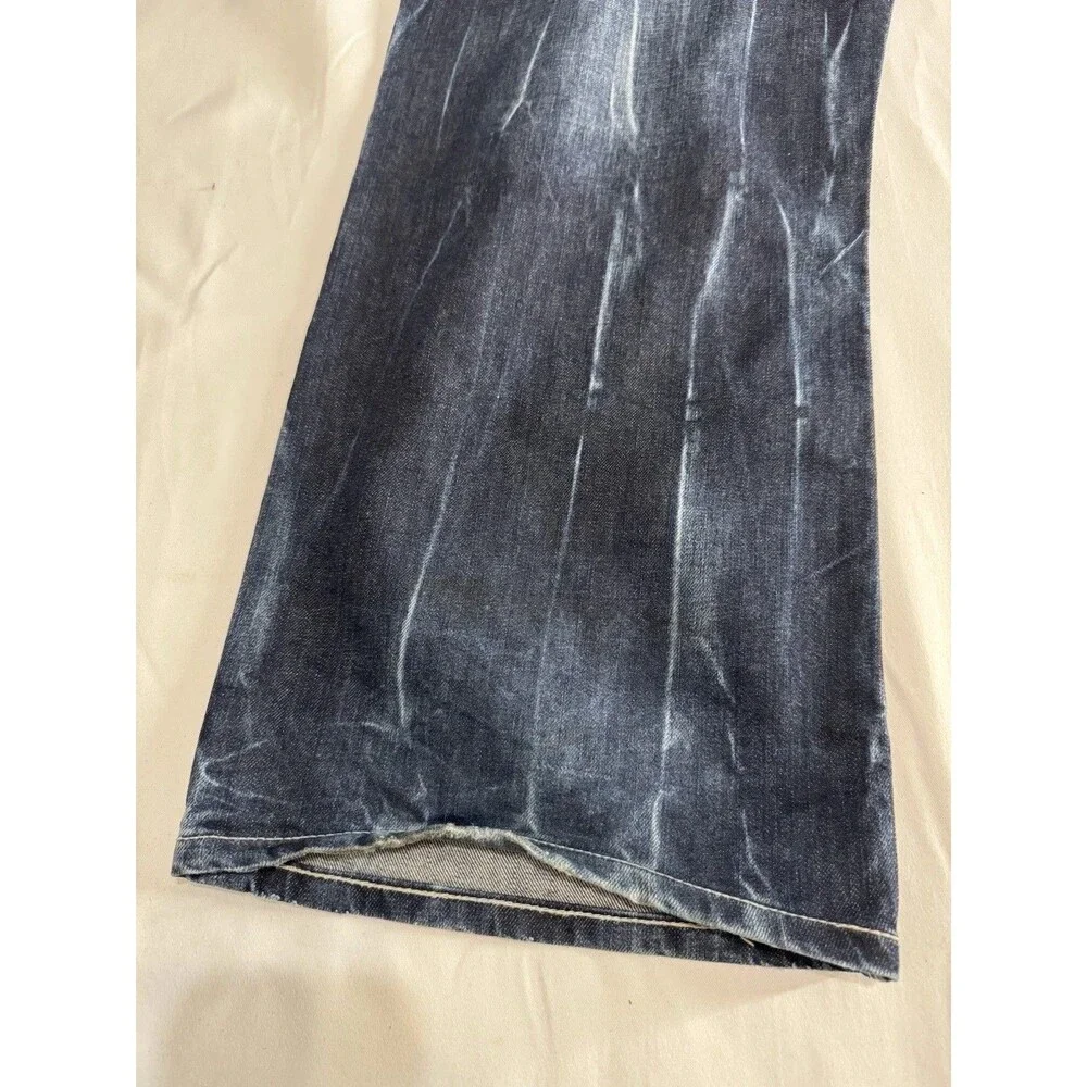 Artful Dodger Blue Jeans Embroidered Pockets Wide Leg Baggy Y2K Mens Size 42X33